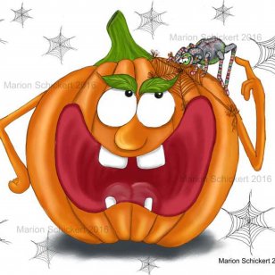 Halloween Cartoonstil - Freiarbeit: Cartooning Halloween " Du spinnst wohl".